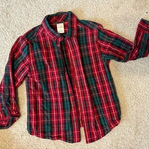 OshKosh B'gosh Red and Green Christmas Plaid Button Down Shirt 5T